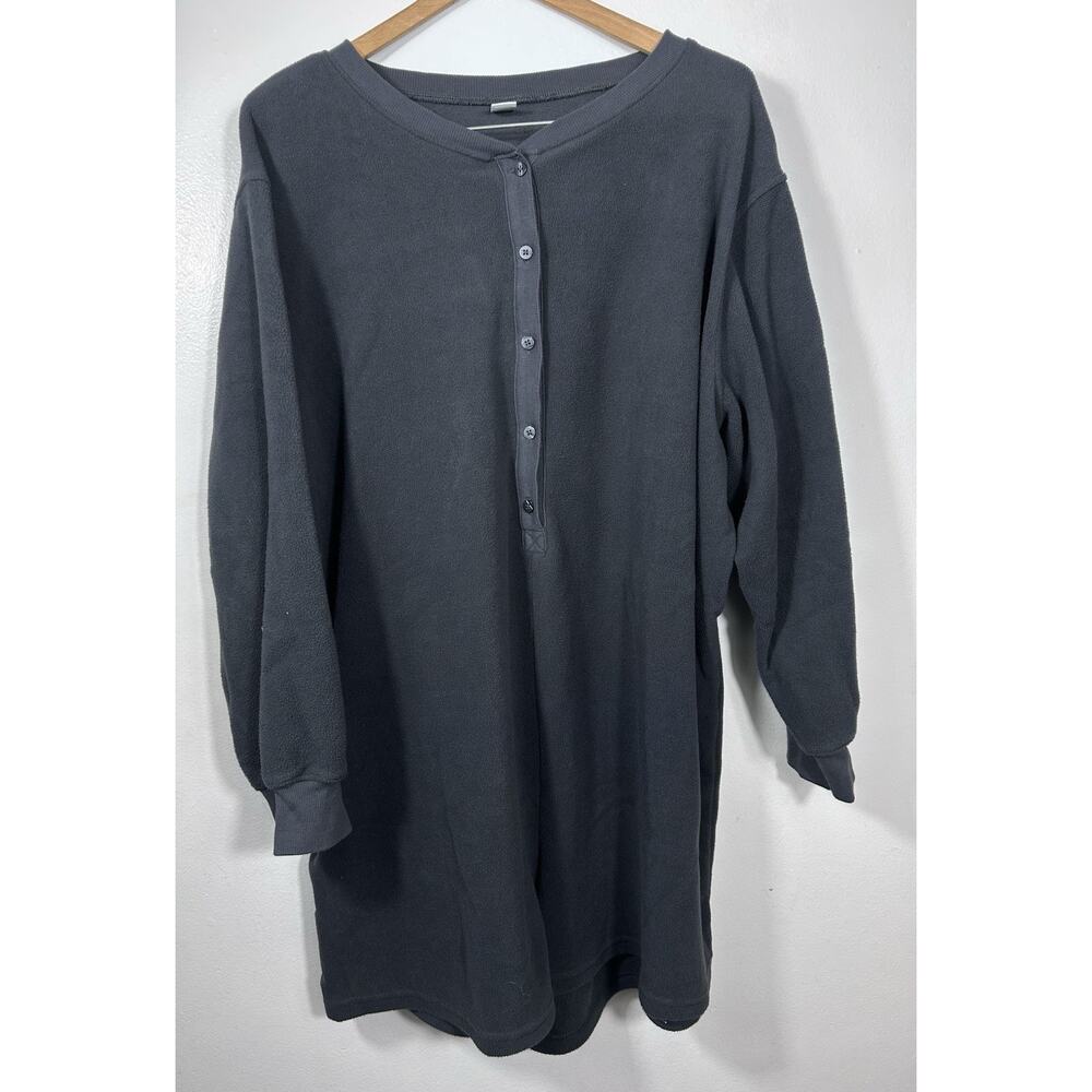 Women’s Old Navy Fleece Henley Pajama Romper Size XXL Black Long Sleeve Soft